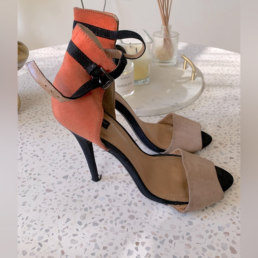 Zara Dual Tone orange tan Brown heels